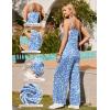 Ekouaer Womens Causal Sleeveless Jumpsuits Summer Boho Wide Leg Floral Rompers Overalls with Pockets(Blue White Floral)