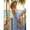 Ekouaer Womens Causal Sleeveless Jumpsuits Summer Boho Wide Leg Floral Rompers Overalls with Pockets(Blue White Floral)
