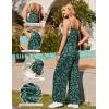 Ekouaer Womens Causal Sleeveless Jumpsuits Summer Boho Wide Leg Floral Rompers Overalls with Pockets(Green Small Floral)