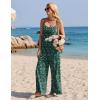 Ekouaer Womens Causal Sleeveless Jumpsuits Summer Boho Wide Leg Floral Rompers Overalls with Pockets(Green Small Floral)