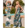 Ekouaer Womens Causal Sleeveless Jumpsuits Summer Boho Wide Leg Floral Rompers Overalls with Pockets(Grenn White Leaves)