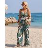 Ekouaer Womens Causal Sleeveless Jumpsuits Summer Boho Wide Leg Floral Rompers Overalls with Pockets(Grenn White Leaves)