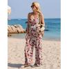 Ekouaer Womens Causal Sleeveless Jumpsuits Summer Boho Wide Leg Floral Rompers Overalls with Pockets(Orange White Floral)