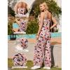 Ekouaer Womens Causal Sleeveless Jumpsuits Summer Boho Wide Leg Floral Rompers Overalls with Pockets(Orange White Floral)