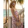 Ekouaer Womens Causal Sleeveless Jumpsuits Summer Boho Wide Leg Floral Rompers Overalls with Pockets(Orange White Floral)