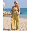 Ekouaer Womens Causal Sleeveless Jumpsuits Summer Boho Wide Leg Floral Rompers Overalls with Pockets(White Yellow Floral)
