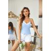 Ekouaer Women’s Pajama Sets 2 Piece Sexy Lingerie Sleepwear with Pockets Lightweight Lace Cami Shorts Adjustable Straps Pjs(Blue Floral)