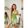 Ekouaer Women’s Pajama Sets 2 Piece Sexy Lingerie Sleepwear with Pockets Lightweight Lace Cami Shorts Adjustable Straps Pjs(Green Floral)