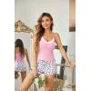 Ekouaer Women’s Pajama Sets 2 Piece Sexy Lingerie Sleepwear with Pockets Lightweight Lace Cami Shorts Adjustable Straps Pjs(Light Pink Leopard)