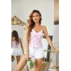 Ekouaer Women’s Pajama Sets 2 Piece Sexy Lingerie Sleepwear with Pockets Lightweight Lace Cami Shorts Adjustable Straps Pjs(Lilac Cherry)