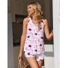 Ekouaer Womens Pajama Sets Sleeveless Tank Tops and Split Shorts Pjs Set Soft Comfy Summer 2 Piece Sleepwear(Cat)