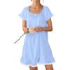 Ekouaer Cotton Nightgowns for Women Vintage Victorian Night Gowns Short Sleeve Sleep Shirts Lace Sleep Dress Soft Sleepwear(Light Blue)