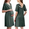 Ekouaer Labor and Delivery Gown for Hospital Short Sleeve Maternity Nursing Dress Nightgown with Button S-XXL(Deep Army Green)