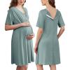 Ekouaer Labor and Delivery Gown for Hospital Short Sleeve Maternity Nursing Dress Nightgown with Button S-XXL(Dusty Green)