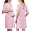 Ekouaer Labor and Delivery Gown for Hospital Short Sleeve Maternity Nursing Dress Nightgown with Button S-XXL(Light Pink)