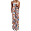 Ekouaer Womens Causal Sleeveless Jumpsuits Summer Boho Wide Leg Floral Rompers Overalls with Pockets(Watercolor Floral)