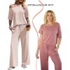 Ekouaer Lounge Sets for Women Off Shoulder(Right) Short Sleeve Tops and Long Pants 2 Piece Set Summer Soft Matching Outfit(Beige)