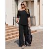 Ekouaer Lounge Sets for Women Off Shoulder(Right) Short Sleeve Tops and Long Pants 2 Piece Set Summer Soft Matching Outfit(Black)