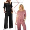 Ekouaer Lounge Sets for Women Off Shoulder(Right) Short Sleeve Tops and Long Pants 2 Piece Set Summer Soft Matching Outfit(Black)