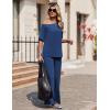 Ekouaer Lounge Sets for Women Off Shoulder(Right) Short Sleeve Tops and Long Pants 2 Piece Set Summer Soft Matching Outfit(Blue)