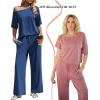 Ekouaer Lounge Sets for Women Off Shoulder(Right) Short Sleeve Tops and Long Pants 2 Piece Set Summer Soft Matching Outfit(Blue)