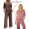 Ekouaer Lounge Sets for Women Off Shoulder(Right) Short Sleeve Tops and Long Pants 2 Piece Set Summer Soft Matching Outfit(Brown)