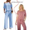 Ekouaer Lounge Sets for Women Off Shoulder(Right) Short Sleeve Tops and Long Pants 2 Piece Set Summer Soft Matching Outfit(Clear Blue)