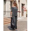 Ekouaer Lounge Sets for Women Off Shoulder(Right) Short Sleeve Tops and Long Pants 2 Piece Set Summer Soft Matching Outfit(Dark Gray)