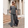 Ekouaer Lounge Sets for Women Off Shoulder(Right) Short Sleeve Tops and Long Pants 2 Piece Set Summer Soft Matching Outfit(Dark Gray)