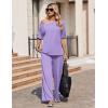 Ekouaer Lounge Sets for Women Off Shoulder(Right) Short Sleeve Tops and Long Pants 2 Piece Set Summer Soft Matching Outfit(Lilac)