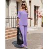 Ekouaer Lounge Sets for Women Off Shoulder(Right) Short Sleeve Tops and Long Pants 2 Piece Set Summer Soft Matching Outfit(Lilac)