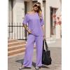 Ekouaer Lounge Sets for Women Off Shoulder(Right) Short Sleeve Tops and Long Pants 2 Piece Set Summer Soft Matching Outfit(Lilac)