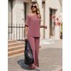Ekouaer Lounge Sets for Women Off Shoulder(Right) Short Sleeve Tops and Long Pants 2 Piece Set Summer Soft Matching Outfit(Old Rose)