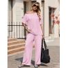 Ekouaer Lounge Sets for Women Off Shoulder(Right) Short Sleeve Tops and Long Pants 2 Piece Set Summer Soft Matching Outfit(Pink)