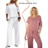 Ekouaer Lounge Sets for Women Off Shoulder(Right) Short Sleeve Tops and Long Pants 2 Piece Set Summer Soft Matching Outfit(White(thin))