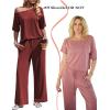 Ekouaer Lounge Sets for Women Off Shoulder(Right) Short Sleeve Tops and Long Pants 2 Piece Set Summer Soft Matching Outfit(Wine Red)
