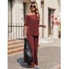 Ekouaer Lounge Sets for Women Off Shoulder(Right) Short Sleeve Tops and Long Pants 2 Piece Set Summer Soft Matching Outfit(Wine Red)