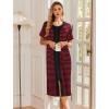 Ekouaer Robes For Women Zipper Front Bathrobe Short Sleeve House Coat Long Nightgown With Pockets Soft Loungewear