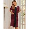 Ekouaer Robes For Women Zipper Front Bathrobe Short Sleeve House Coat Long Nightgown With Pockets Soft Loungewear