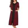 Ekouaer Robes For Women Zipper Front Bathrobe Short Sleeve House Coat Long Nightgown With Pockets Soft Loungewear