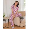 Ekouaer Women Pajamas Set Button Down Sleepwear Short Sleeve Nightwear with Long Pants Soft Pjs Set S-XXL(Painting Rose)
