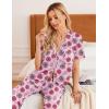 Ekouaer Women Pajamas Set Button Down Sleepwear Short Sleeve Nightwear with Long Pants Soft Pjs Set S-XXL(Painting Rose)