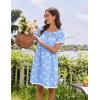 Ekouaer Cotton Nightgowns for Women Pleated Sleep Shirts Short Sleeve Night Shirt Lace Trim Sleep Dress Ladies Gown(Blue Birds)