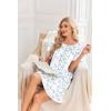 Ekouaer Cotton Nightgowns for Women Pleated Sleep Shirts Short Sleeve Night Shirt Lace Trim Sleep Dress Ladies Gown(Blue Floral)