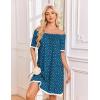 Ekouaer Cotton Nightgowns for Women Pleated Sleep Shirts Short Sleeve Night Shirt Lace Trim Sleep Dress Ladies Gown(Dog Footprints)