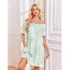 Ekouaer Cotton Nightgowns for Women Pleated Sleep Shirts Short Sleeve Night Shirt Lace Trim Sleep Dress Ladies Gown(Floral Mint Green)