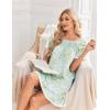 Ekouaer Cotton Nightgowns for Women Pleated Sleep Shirts Short Sleeve Night Shirt Lace Trim Sleep Dress Ladies Gown(Floral Mint Green)