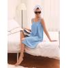 Ekouaer Towel Wrap for Women Spa Bath Robe Lightweight Terry Cloth Wrap Adjustable Shower Robe with Headband S-XL(Light Blue)