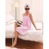 Ekouaer Towel Wrap for Women Spa Bath Robe Lightweight Terry Cloth Wrap Adjustable Shower Robe with Headband S-XL(Pink)