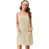 Ekouaer Towel Wrap for Women Spa Bath Robe Lightweight Terry Cloth Wrap Adjustable Shower Robe with Headband S-XL(Beige)